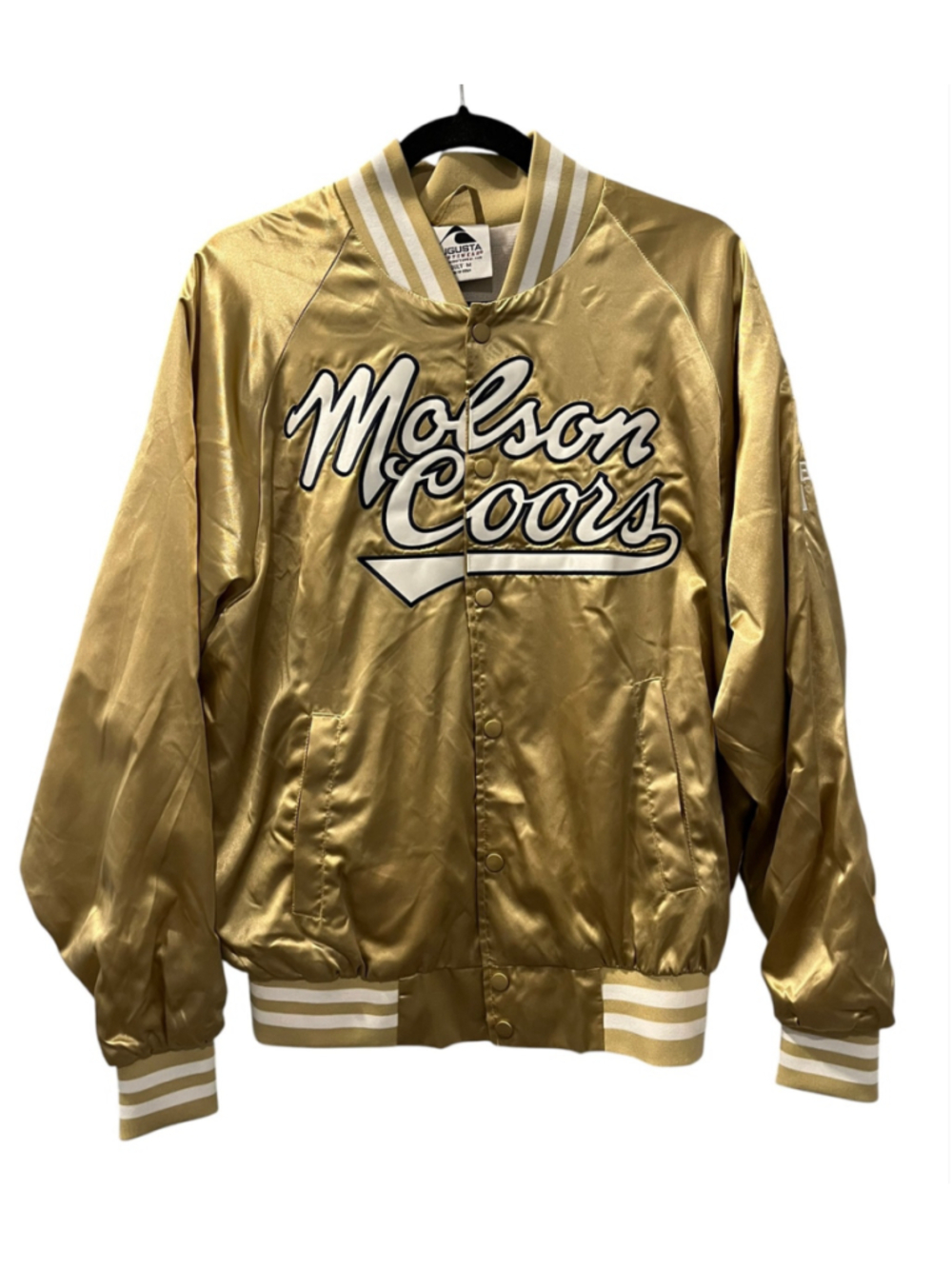 Vintage Molson Coors Gold Satin Varsity Bomber Jacket Augusta Sportswear Medium